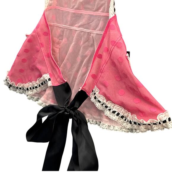 Victoria's Secret Sexy Little Things Pink Black Babydoll Maid Apron Push Up 34D - Picture 8 of 8